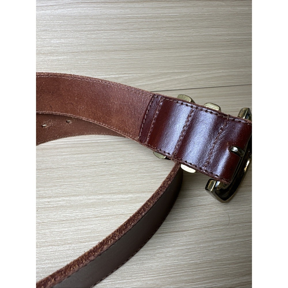 Fossil Womens Brown Leather Belt Gold Buckle Medium Leather Adjustable Solid - Picture 13 of 15